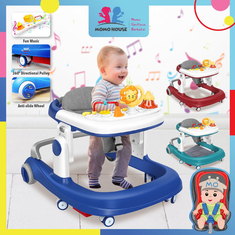 Musical Toys Baby Push Walker Anti-O-Leg Portable and Adjustable Height Toddler Learning Walk Assistant