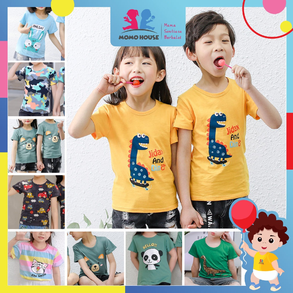 Kids Clothing Children's Cotton Short-Sleeved T-Shirt Tee Tops Casual Baju Kanak Budak (MYB054)