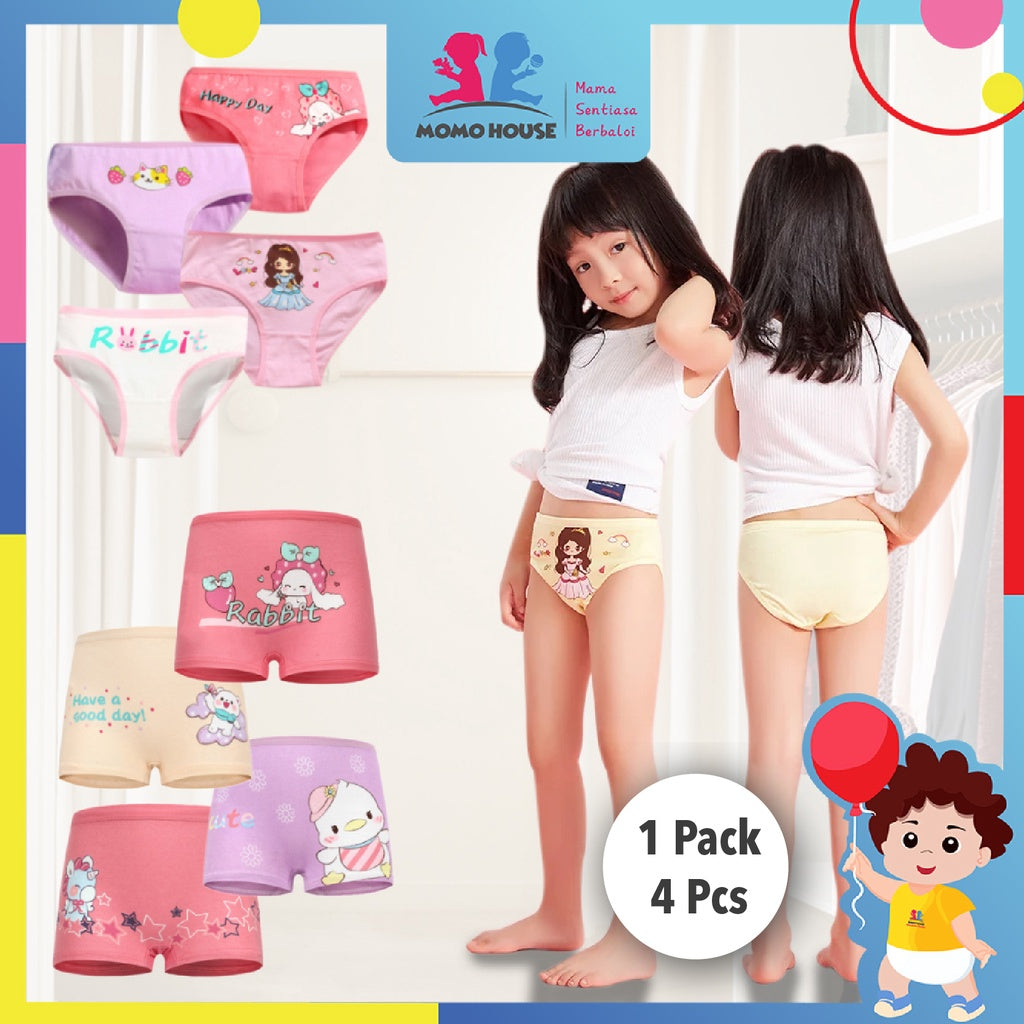 4pcs/set Baby Girl Underwear Cotton Soft Kids Girl Cotton Underwear Panties Seluar Dalam Budak Perempuan