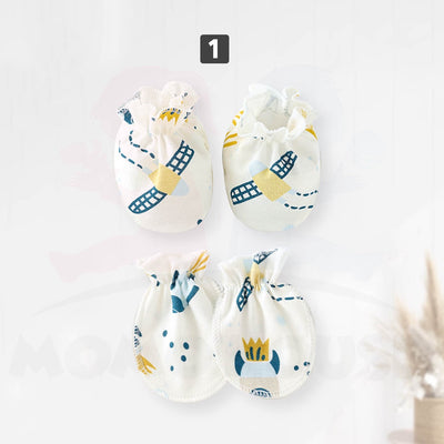 Newborn Infant Baby Mitten Booties Set Bayi Sarung Tangan Dan Kaki