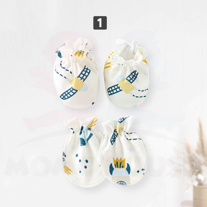 Newborn Infant Baby Mitten Booties Set Bayi Sarung Tangan Dan Kaki