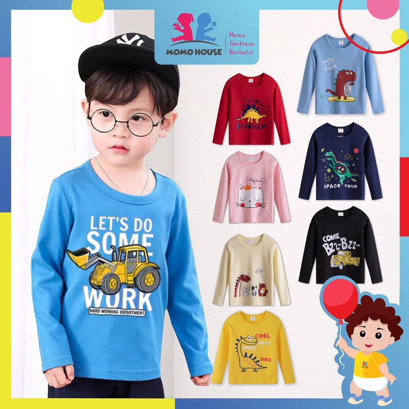 Newborn Long Sleeve Baby Boy Girl Unisex Long Sleeve Shirt With Cartoon Baju Comel Lengan Panjang Bayi ( MYB047 )