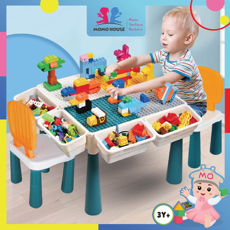 New Design Premium Quality Multi-Function Children Table Building Blocks Learning Playing Study Drawing Table & Kid Desk