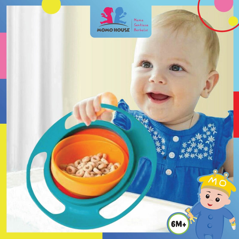 360 Rotate Baby Gyro Feeding Bowl Anti Non Spill Food