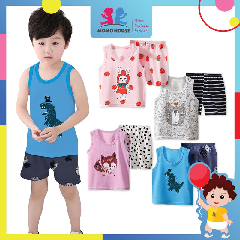 Newborn Baby T-Shirt Short Sleeveless Set - Baju Tanpa Lengan (BM013)