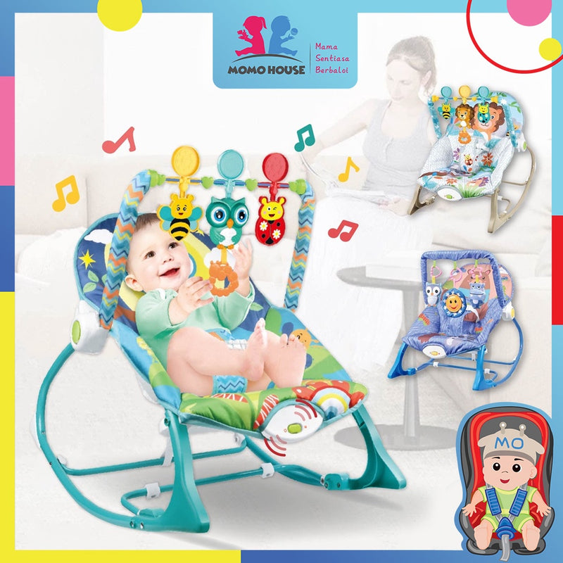 Newborn Baby Rocker Bouncer Chair Swing Feeding Chair Cradle Gym Buaian Bayi