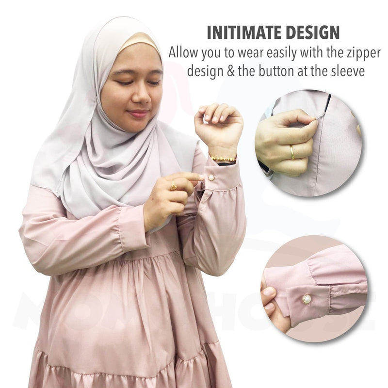 Peplum Ruffle Layer Blouse Muslimah Long Sleeve Maternity Women Wear Baju Mengandung (MB001)