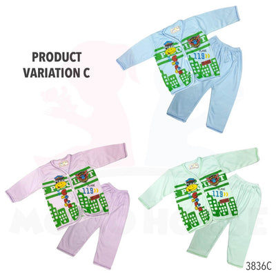 Newborn Baju Baby Infant Suit Cow Pilot Design Baju Baby (1pcs = Baju + Seluar) (Random Pick)(3836A & 3836B & 3836C)