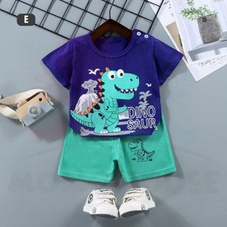 T-Shirt Newborn Baby Girls Boy Baju Murah Budak Baju Set Budak Baby Set Clothes Short Sleeve Shirt Cotton Shirt Kids