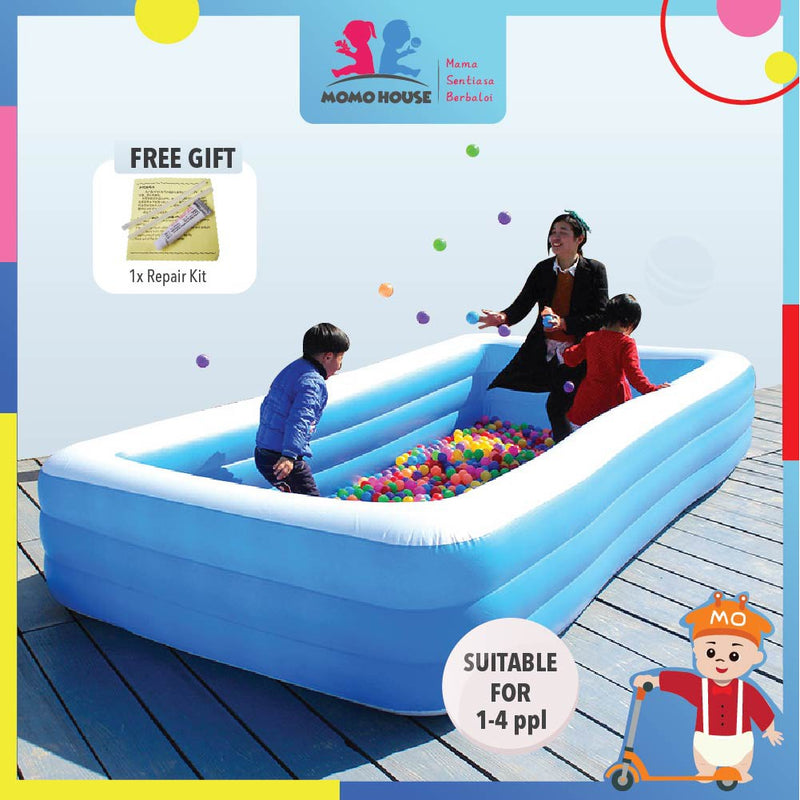 (L)210x(W)125x(H)50cm - Inflatable 3 Ring Swimming Pool