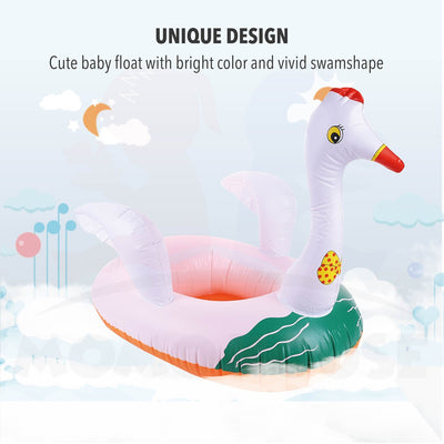 Baby Kids Inflatable Swimming Ring Toddler Float Boat Ring With Seat Pelampung Bayi - Swan Design