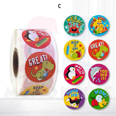 500pcs/roll Round Sticker Labels Roll Reward Stickers Encouragement Sticker For Kids Cute Sticker Murah