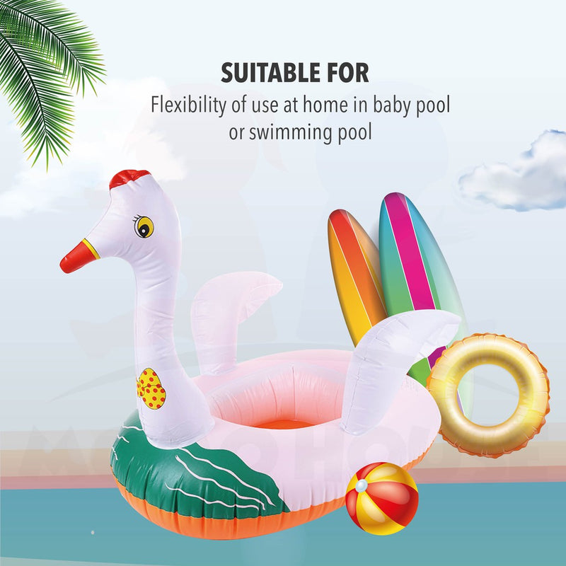 Baby Kids Inflatable Swimming Ring Toddler Float Boat Ring With Seat Pelampung Bayi - Swan Design