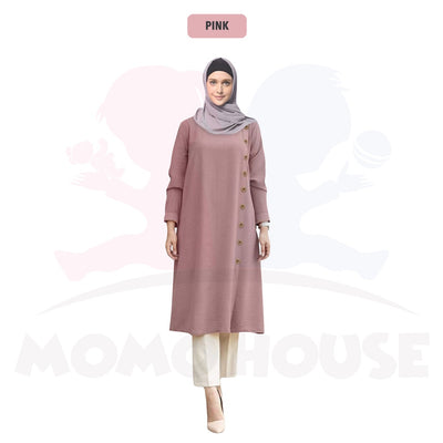 Maternity Muslimah Blouse Side Button Design Women Long Sleeve Muslimah Baju Mengandung Labuh Muslimah (MBM006)