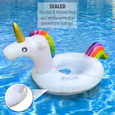 Baby Kids Inflatable Swimming Ring Toddler Float Boat Ring With Seat Pelampung Bayi - Unicorn Design