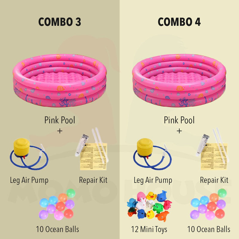 (L)100x(H)31cm Inflatable 3 Rings Swimming Pool