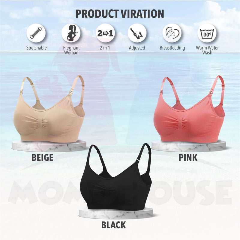 Women Maternity Nursing Bra Breastfeeding Bras With Sponge Pad Pregnant Women Feeding Bra - Hook Design