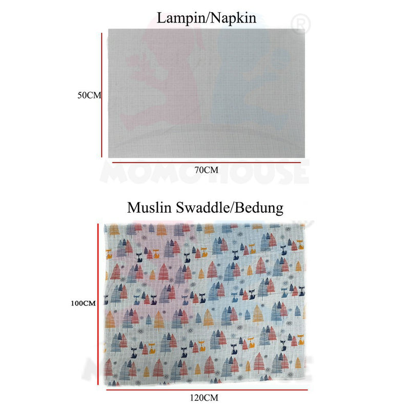 (Random Pick) Newborn Baby Muslin Swaddle Soft Blanket Kain Bedung Kain Selimut Napkin Lampin