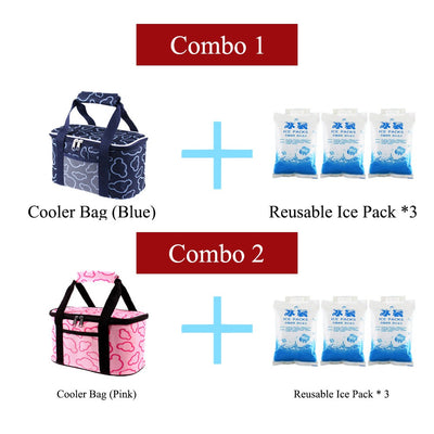 Reusable Ice Pack For Breastmilk Cooler Storage Bag - Combo