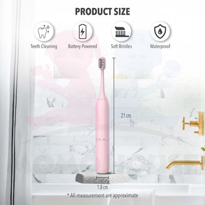 Sonic Electric Toothbrush Good For Cleansing Braces & Teeth Berus Gigi Battery IPX7 Waterproof More Vibration