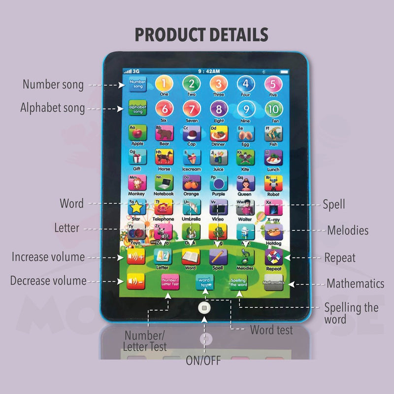 Kids Early Learning Education Touch Screen Mini iPad Tablet - English and Number