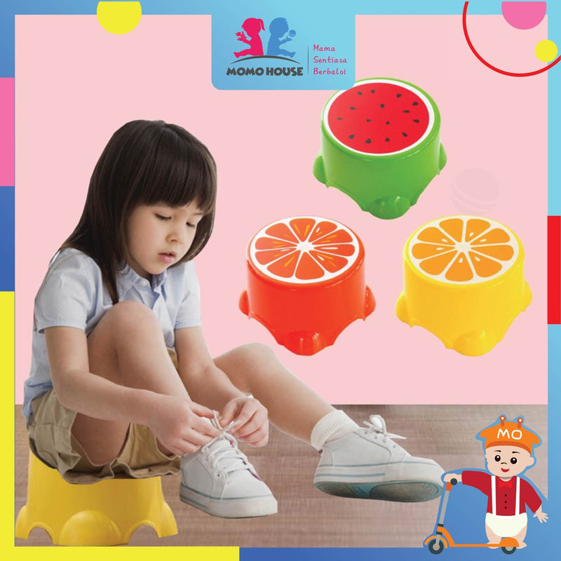 Round Fruit Design Kids Mini Chair Plastic Cartoon Stool Children Plastic Chair Cartoon Children Bangku Kanak-Kanak