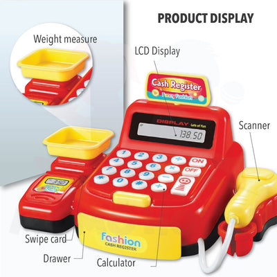 Cash Register Set Pretend Toys Supermarket Cashier Toys With Sound & Light Mainan Budak