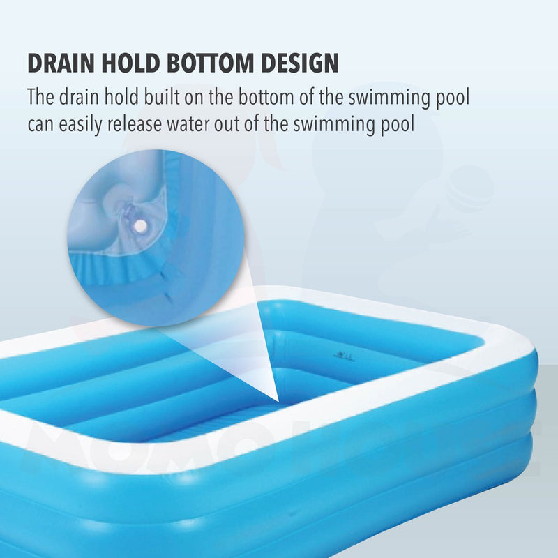 (L)262x(W)175x(H)60cm - Inflatable 3 Rings Swimming Pool