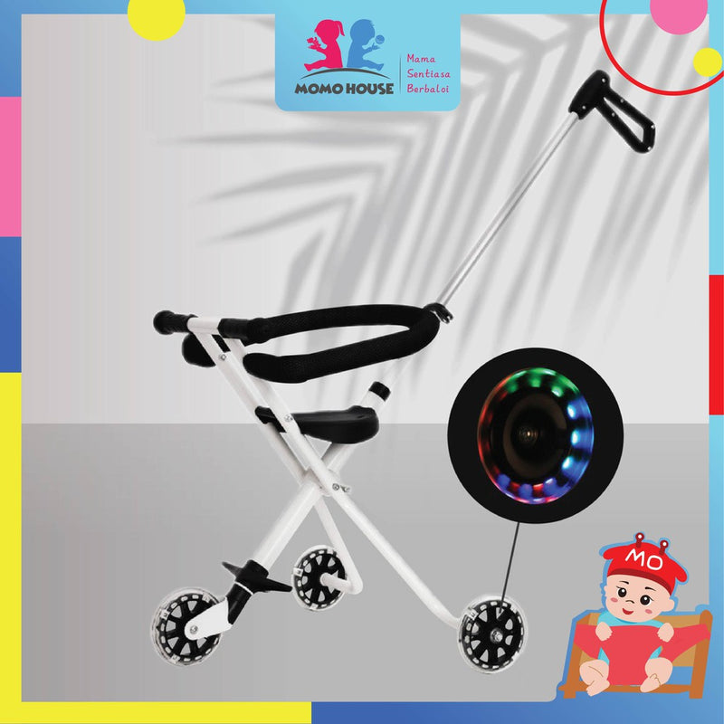 (LED Tyres) Ultra Lightweight Portable Foldable Tricycle Magic Stroller