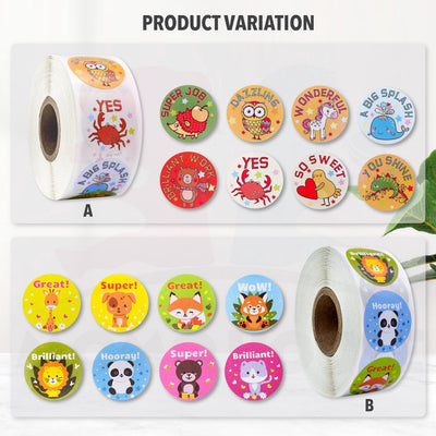 500pcs/roll Round Sticker Labels Roll Reward Stickers Encouragement Sticker For Kids Cute Sticker Murah