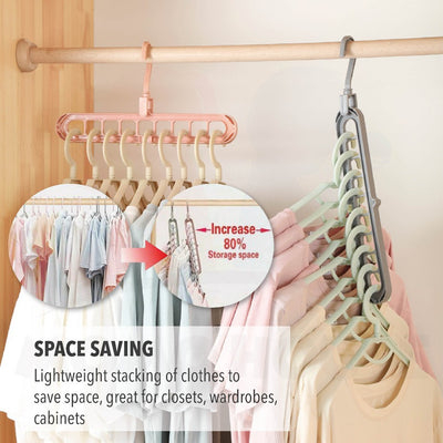 Multifunctional Clothes Hanger Folding Magic Wardrobe Drying Clothes Home Storage Holder 9 Hole Rotating