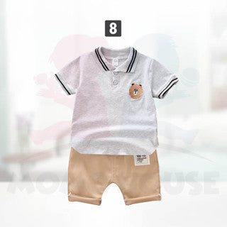 Short Sleeve Baby Boy Kids Polo Shirt Set Dino Design POLO T-shirt + Pant Baju Kanak-Kanak Lengan Pendek T-shirt(MYB039)