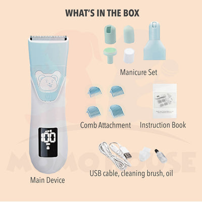 Electric USB Rechargeable Cordless 2 in 1 Hair & Nail Cutter For Kids Hair Nail Trimmer Manicure Set Gunting Rambut Kuku