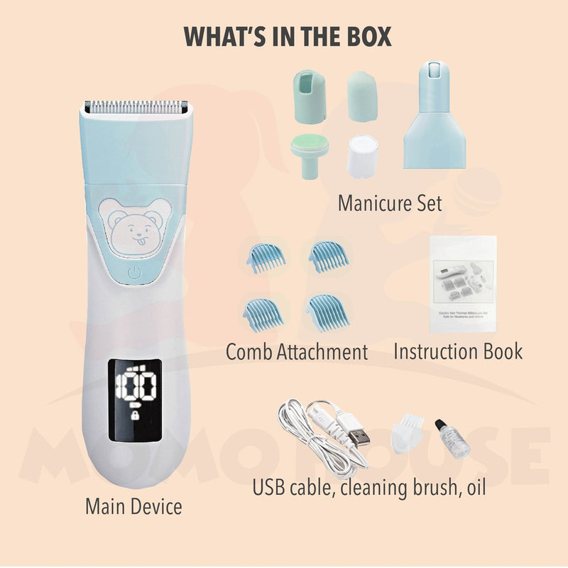 Electric USB Rechargeable Cordless 2 in 1 Hair & Nail Cutter For Kids Hair Nail Trimmer Manicure Set Gunting Rambut Kuku