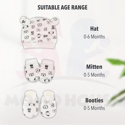 Newborn Baby Set Mittens Booties Hat Anti Scratching Hand Protection Cotton Sarung Tangan Sarung Kaki Topi (821019)