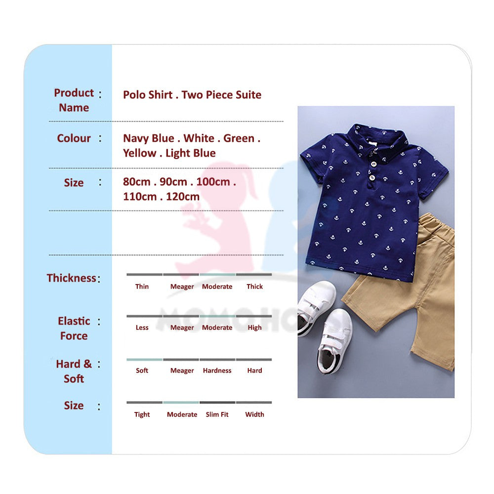 2pcs set Toddler / Kids Baby Boy Outfit â€“ POLO T-shirt + Pants (BM007)