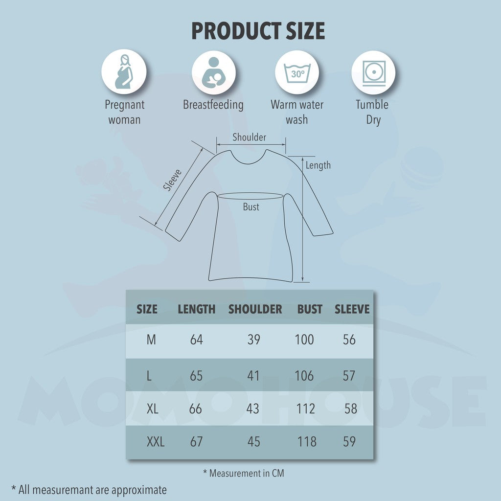 Maternity Blouse Breastfeeding Long Sleeve Side Opening Feeding Nursing Blouse Pregnant (MBLS)
