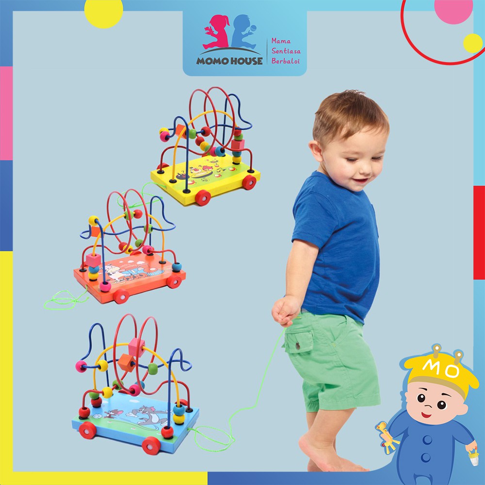 Toddler Early Learning 3 Lines Wooden Bead Maze - Montessori Toys