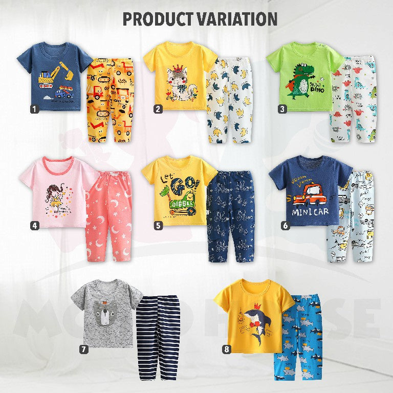 Newborn Pyjamas Baby Sleepsuit Short Sleeve Long Pant Set Kids Baju Set Dengan Seluar Panjang ( MYB044 )