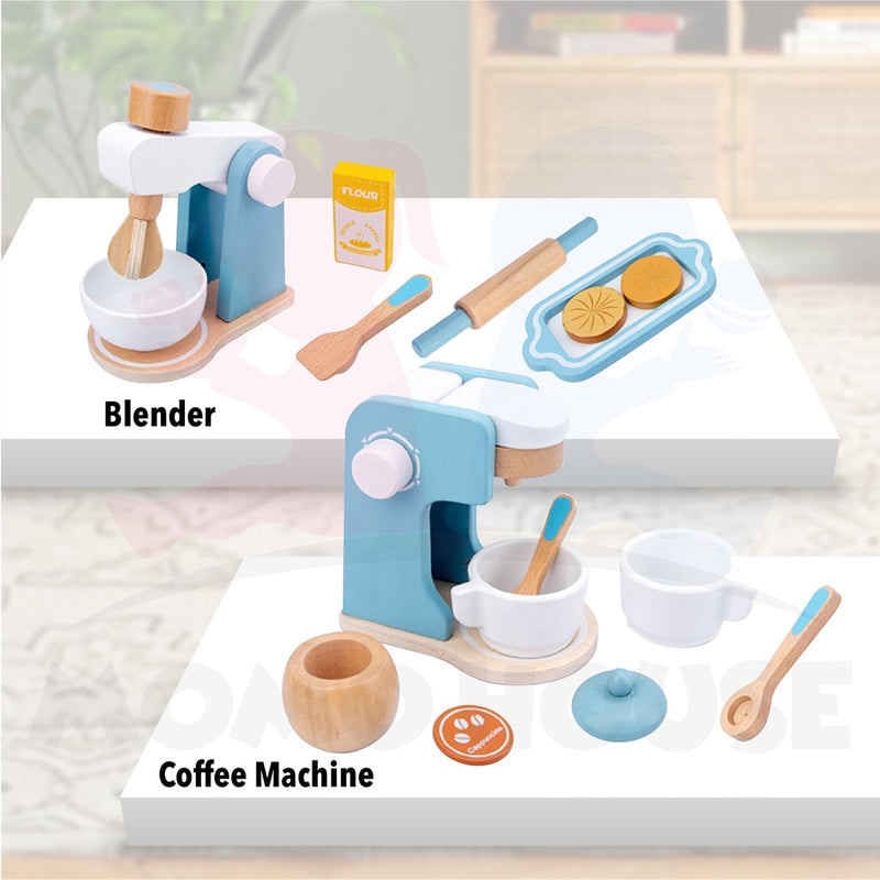 Wooden Kitchen Playset Kids Pretend Play Cooking Kitchen Toy Coffee Maker Cooking Set Toys Mainan Dapur Kanak Kanak