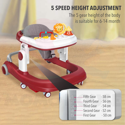 Musical Toys Baby Push Walker Anti-O-Leg Portable and Adjustable Height Toddler Learning Walk Assistant