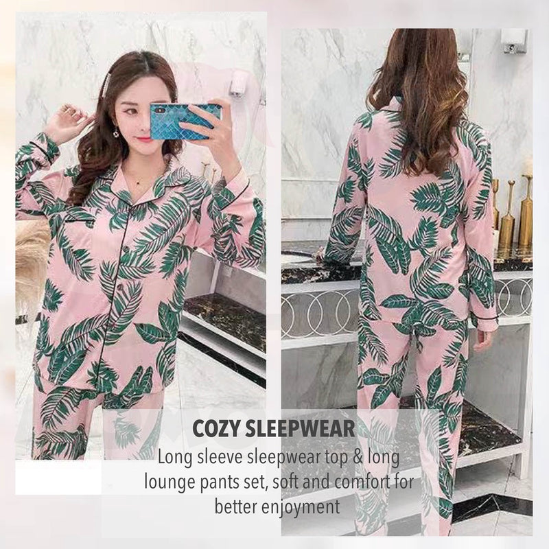 Cute Loose Women Pyjamas 100% Cotton Long Sleeve Nightwear Baju Tidur ( WP001 )