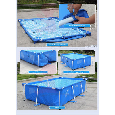 (L)300x(W)200x(H)66cm Rectangular Frame Pool Large Capacity Swimming Pool Bingkai Keluli