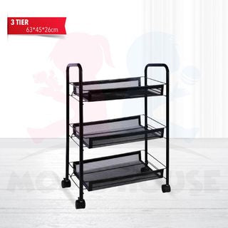 Multi functional Steel Storage Rack for Baby Kid Toy Feeding Bottle Clothes Bedroom 3 Tier 4 Tiers Trolley (Black/White)