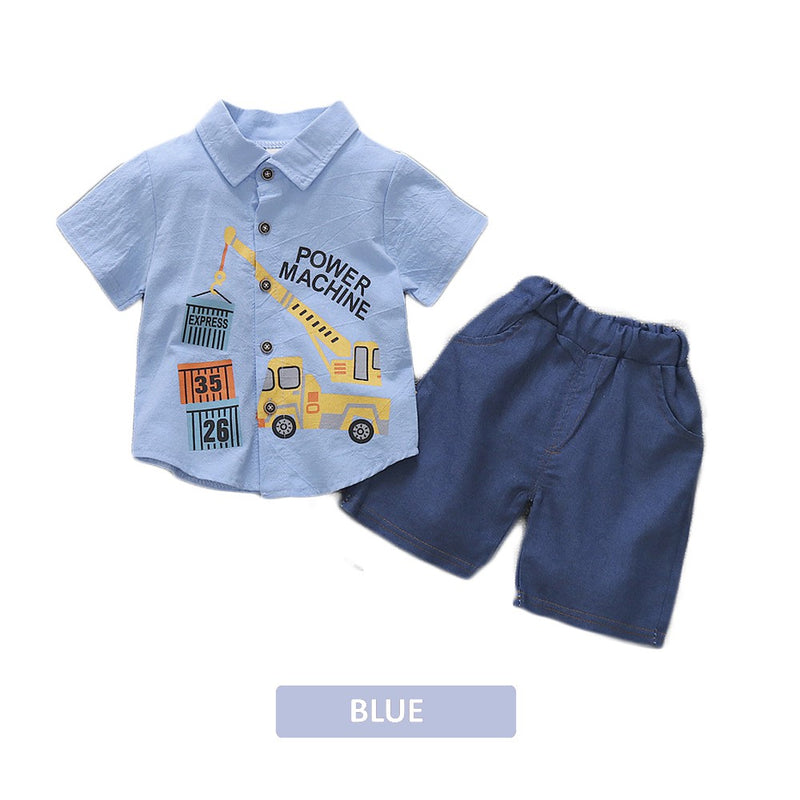 Newborn Baby Boy Clothing Shirt Short Sleeve Set (BM027)