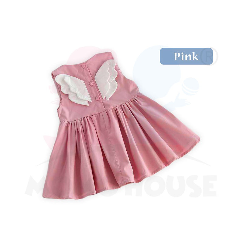 Princess Baby Girl Dress Toddler Dress 3D Wings Summer Dotted Sleeveless Baby Dress