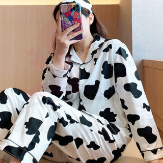 Cute Loose Women Pyjamas 100% Cotton Long Sleeve Nightwear Baju Tidur ( WP001 )