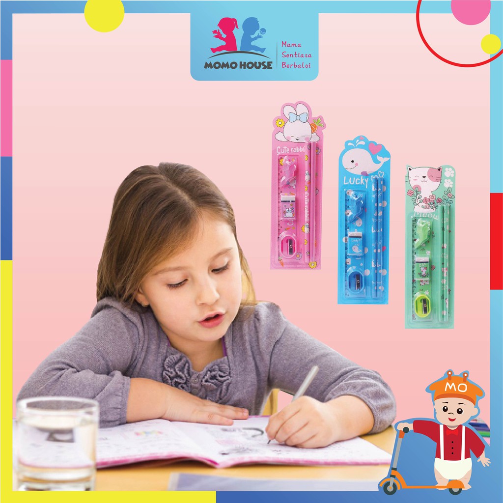 10 in 1 Kids Stationery Children's pencil 10pcs Stationery Set Gift Present Birthday Party Pensil kanak kanak