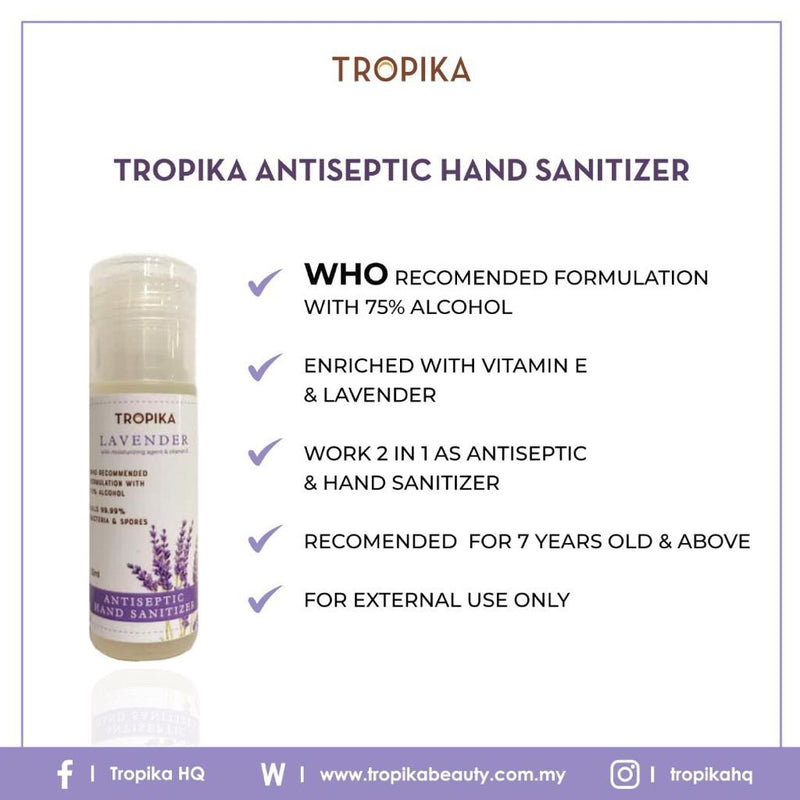 Tropika Hand Sanitizer 30ml Lavender