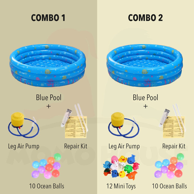 (L)100x(H)31cm Inflatable 3 Rings Swimming Pool